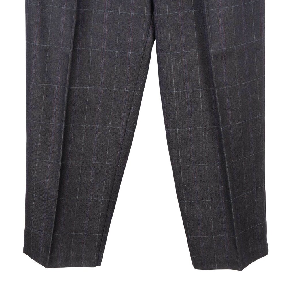 Plaid VTG Trousers 12 Petite Black High Waist Tapered Green Blue Red Chevron - Picture 3 of 6